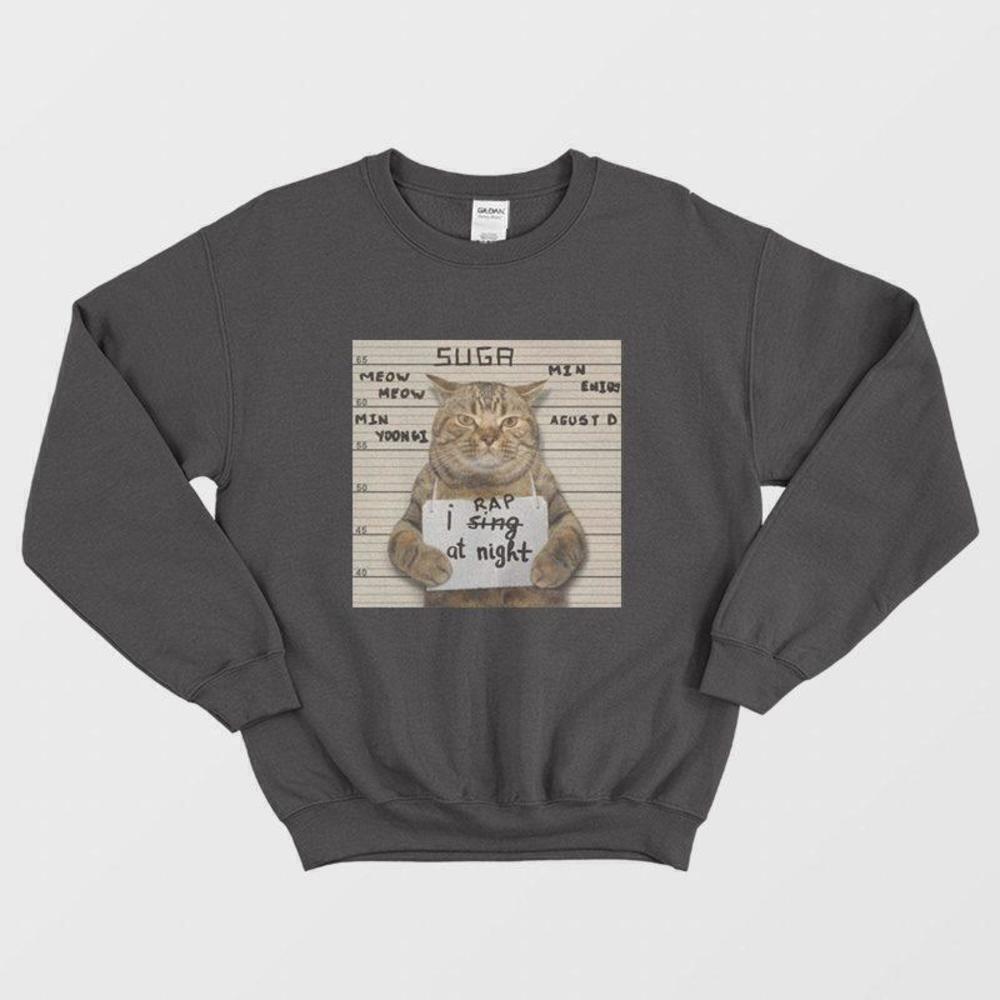 Bts Suga Meow Meow Min Yoongi Cute K Pop Fan Graphic Unisex Sweatshirt